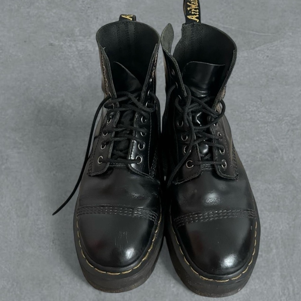 Dr. Martens Sinclair black smooth real leather lace up platform